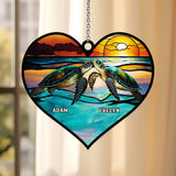 I Love You To The Beach And Back - Personalized Turtle Window Hanging Suncatcher Ornament