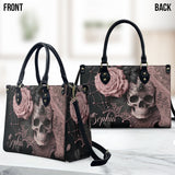 Enchanting Floral & Skull - Personalized Skull Leather Handbag