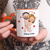 I Love You - Personalized Couple Heart Handle Mug