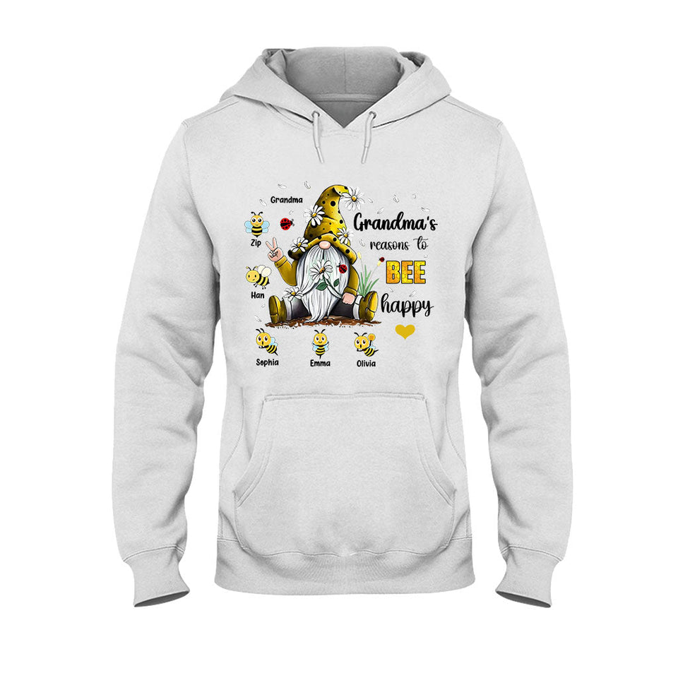 Grandma's Reasons To Bee Happy - Personalized Grandma T-shirt And Hoodie