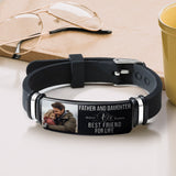 Father & Daughter Son Best Friend For Life - Personalized Father Engraved Bracelet