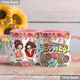 Besties Forever Floral - Personalized Bestie Accent Mug
