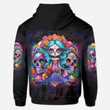 Cute Dolls La Catrina - Personalized Skull Hoodie and Leggings