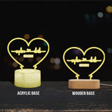 Any Name And Date - Personalized Couple Shaped Plaque Light Base