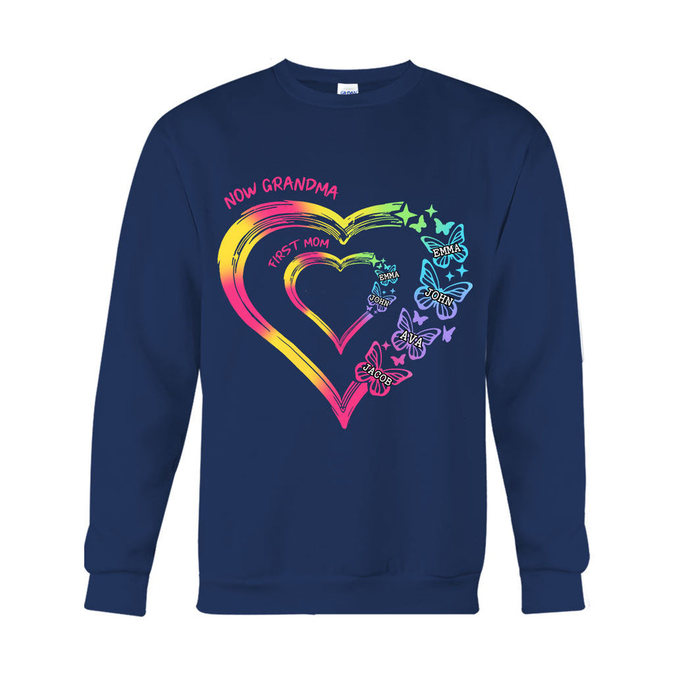Any Title Of Mother And Grandma Double Heart Colorful - Personalized Grandma T-shirt And Hoodie
