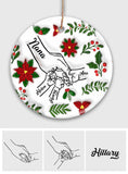 Hold My Hand, Hold My Heart - Personalized Grandma Ceramic Circle Ornament