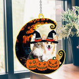 Cute Halloween Pets - Personalized Dog Window Hanging Suncatcher Ornament
