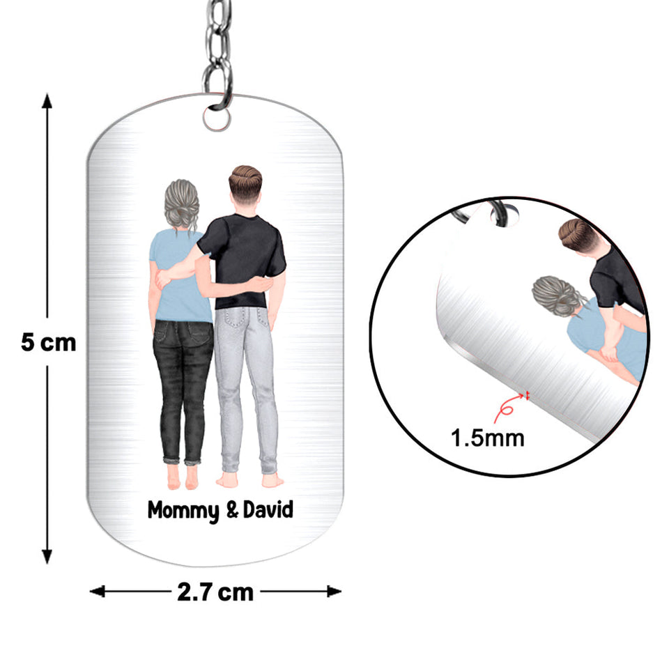 To My Son From Mom Dad Happy Father‘s Day Back View - Personalized Son Stainless Steel Keychain