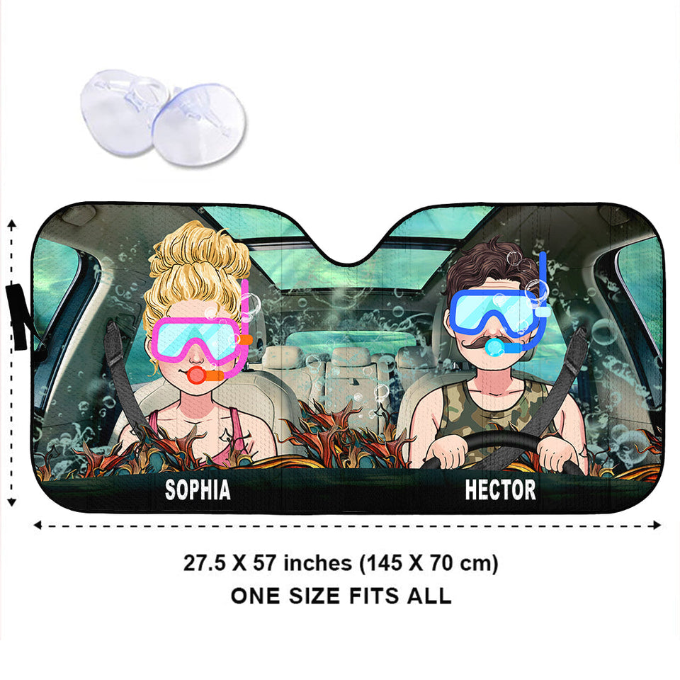 You And Me And The Sea - Personalized Scuba Diving Car Sunshade