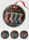 Family Socks - Personalized Family Ceramic Circle Ornament