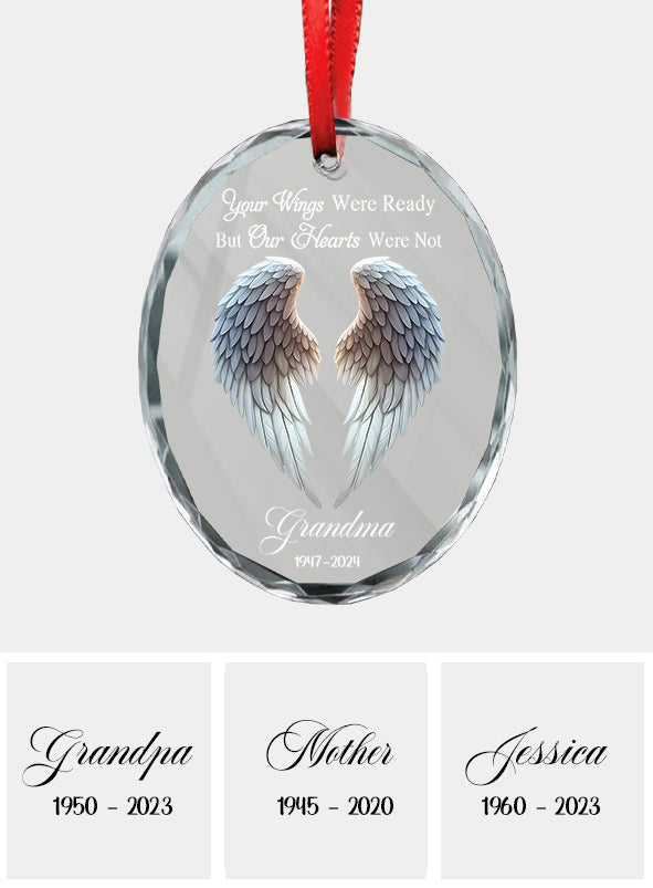 Magnifiques ailes d'ange - Ornement commémoratif ovale en verre personnalisé