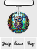 Chouette mignonne en vitrail - Ornement de voiture personnalisé en forme de hibou - Décoration de voiture sur mesure