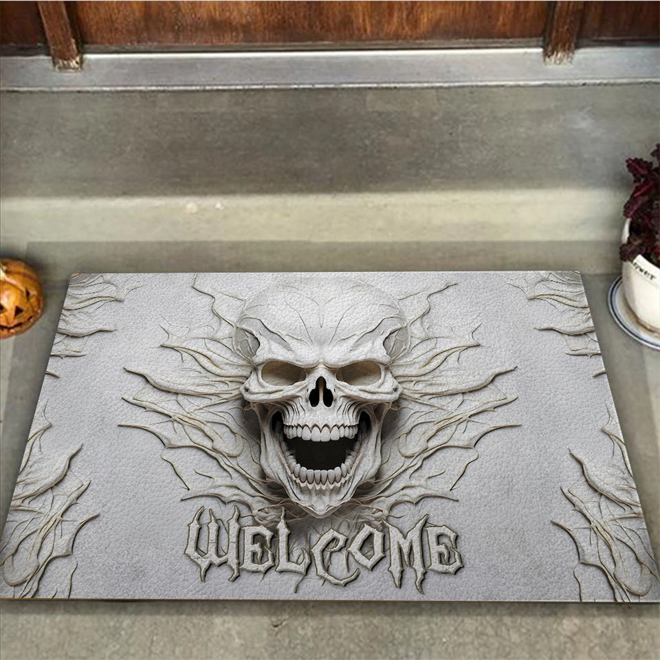Welcome White Skull - Skull Doormat