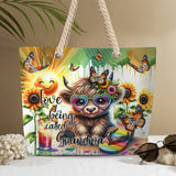 Love Being Called Grandma Highland Cow Summer Vibes - Personalized Beach Bag