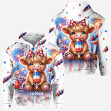 4th Of July Highland Cow - Personalized All Over Shirt