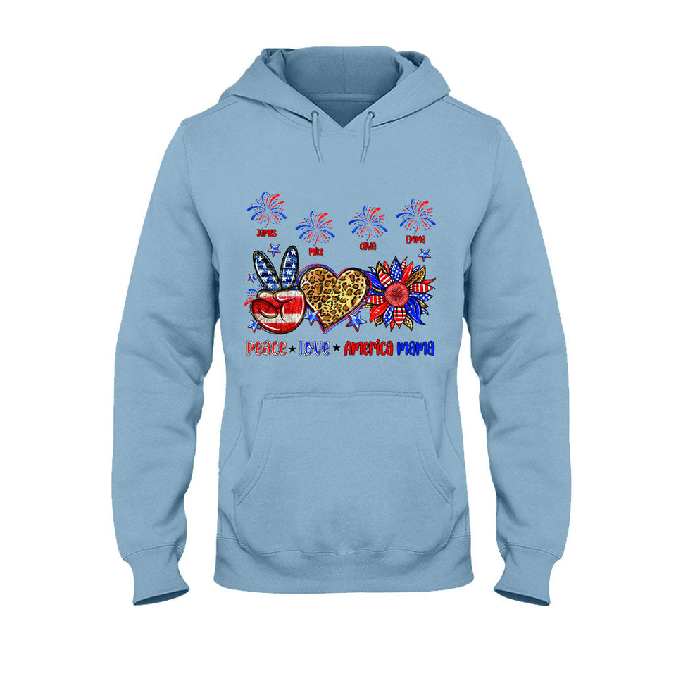 Peace Love American Nana Mama Any Title - Personalized Mother T-shirt And Hoodie
