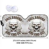 F Around And Find Out White Skull - Personalized Skull Car Sunshade