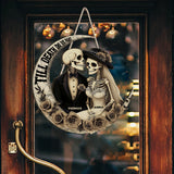 Till Death Do Us Part - Personalized Skull Custom Shaped Wood Sign