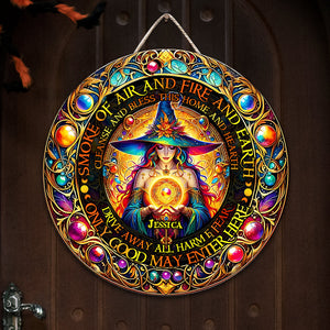 Smoke Of Air And Fire And Earth - Personalized Witch Round Wood Sign