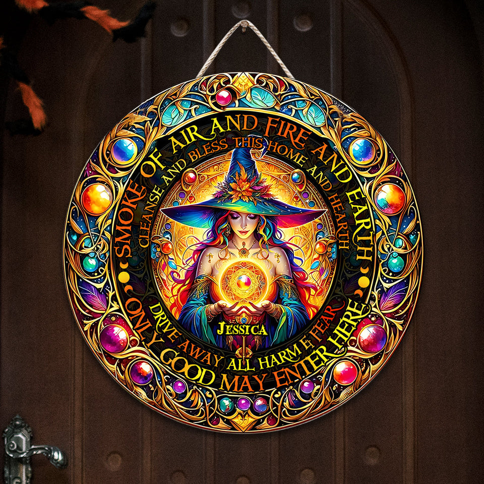Smoke Of Air And Fire And Earth - Personalized Witch Round Wood Sign