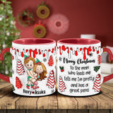 To The Man Who Feeds Me, Tells Me Pretty, And Has A Big Cock - Personalized Couple Heart Handle Mug