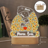Mama Bear Sunflower - Personalized Mother Shaped Plaque Light Base