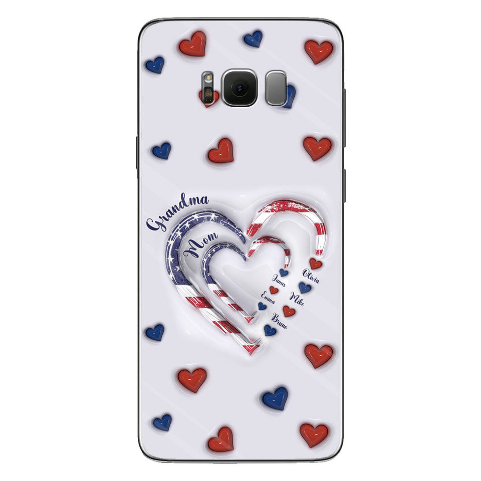 4th Of July Grandma's Hearts - Personalized Grandma Phone Case