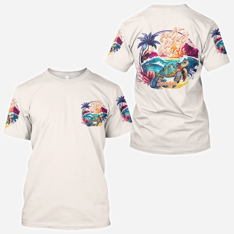 Salty Lil' Beach - Personalized Turtle All Over Shirt