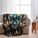 Grandma Life Mom Any Title Stunning Gold Butterfly Version - Personalized Grandma Blanket