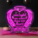 Your Light Will Always Shine In My Heart - Personalized Memorial Mirror Light