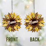 Nana Mom Auntie Family Sunflower - Personalized Grandma Car Ornament