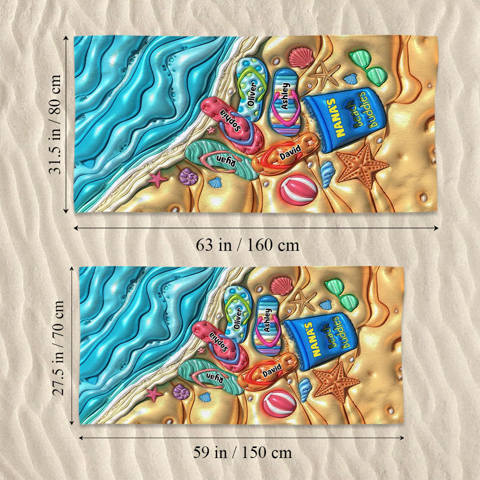 Nana's Beach Buddies - Personalized Grandma Beach Towel