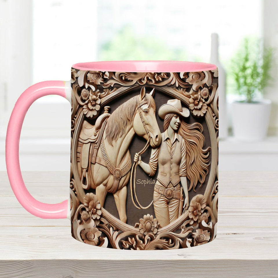 A Girl And Her Horse - Personalized Horse Accent Mug