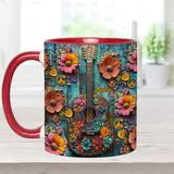 Vintage Hippie Guitar - Personalized Hippie Accent Mug