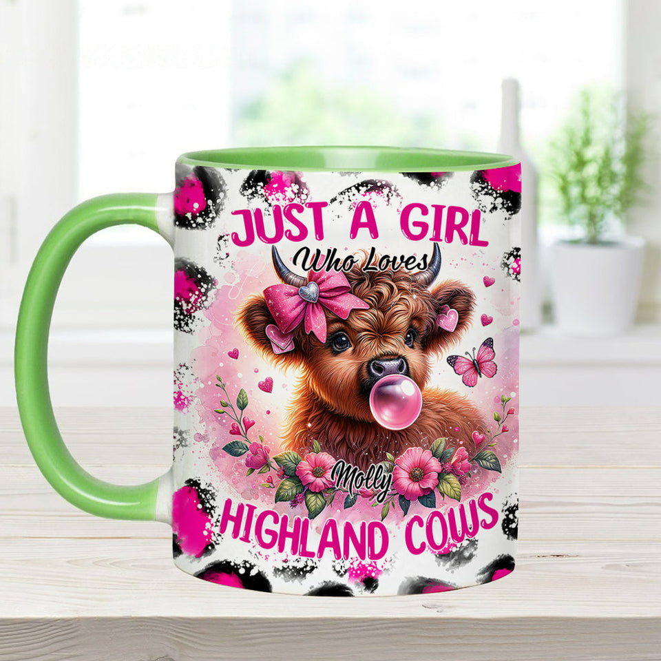 Cute Pink Highland Cow - Personalized Accent Mug