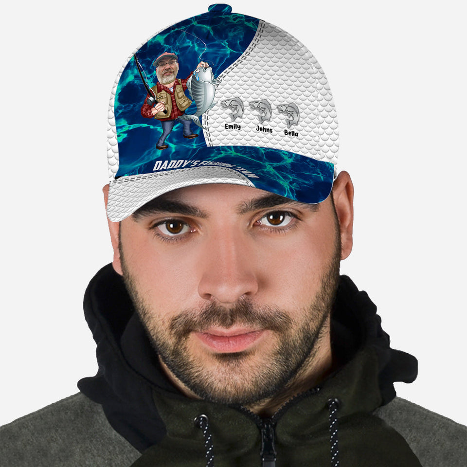 Reel Cool Dad American Flag Bass - Personalized Fishing Classic Cap