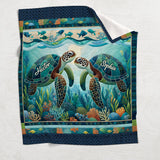 You & Me And The Sea - Personalized Turtle Blanket