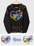 Grandma Colorful Butterflies Heart Infinite - Personalized Grandma All Over Shirt