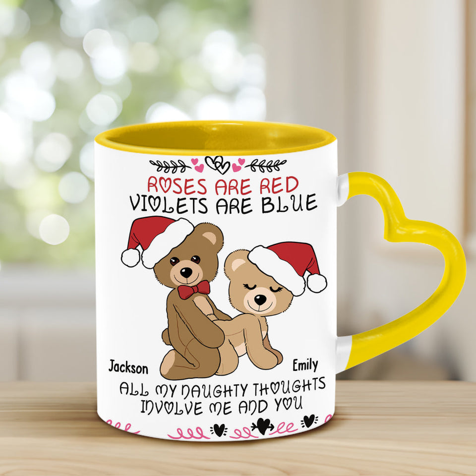 Roses Are Red - Personalized Couple Heart Handle Mug