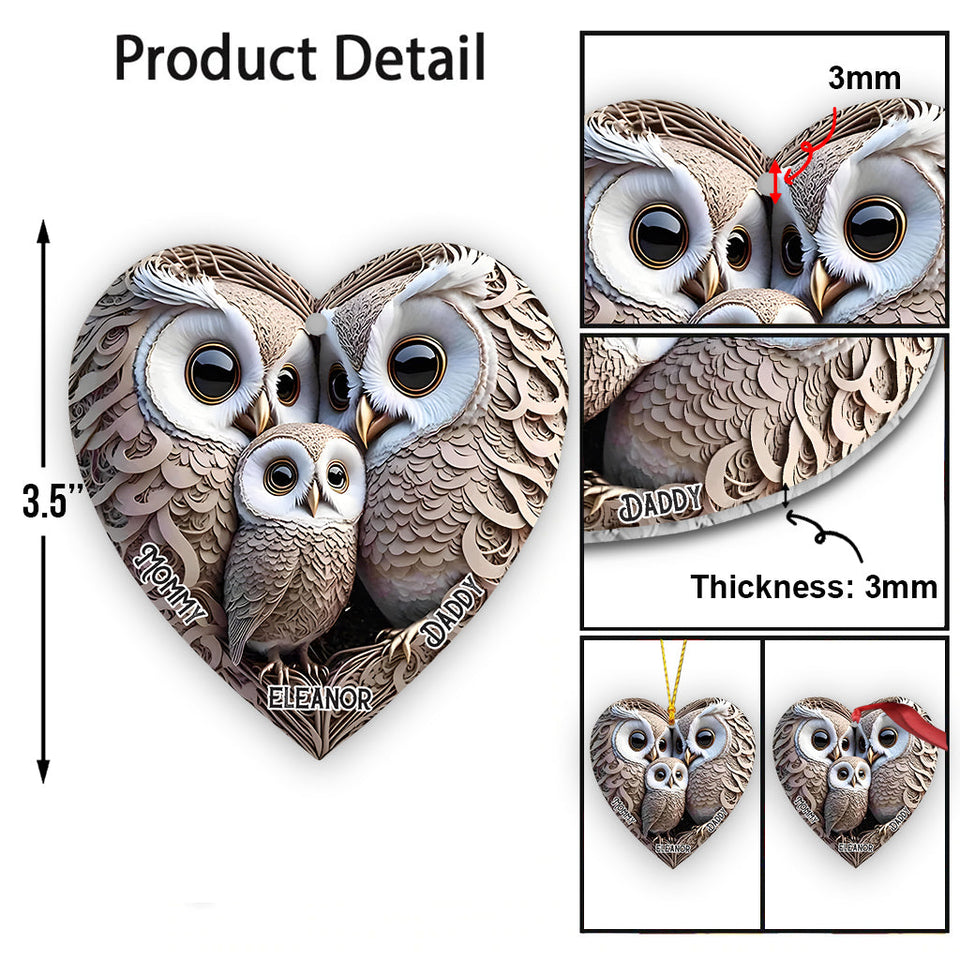 1st Christmas Owl Family - Personalized Kid Ornament