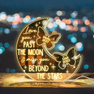 Je t'aimerai plus loin que la lune et tu me manqueras plus loin que les étoiles - Miroir lumineux commémoratif personnalisé 