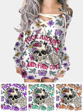 Fuck Around And Find Out - Personalized Skull Off Shoulder Long Sleeve Dress