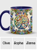 It's A Beautiful World Tree Of Life Peace Sign - Personalized Hippie Accent Mug