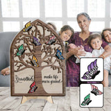 Grandkids Make Life More Grand Butterflies - Personalized Grandma 2 Layered Wood Sign / Wood Plaque