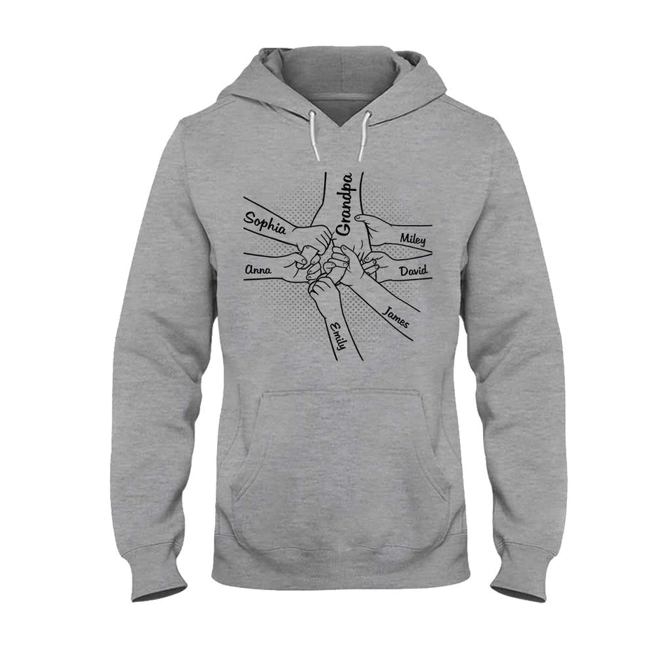 Hand In Hand - Personalized Grandpa T-shirt And Hoodie