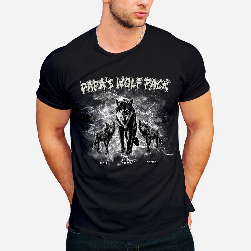 Papa's Wolf Pack Thunder Bootleg - Personalized Father T-shirt And Hoodie