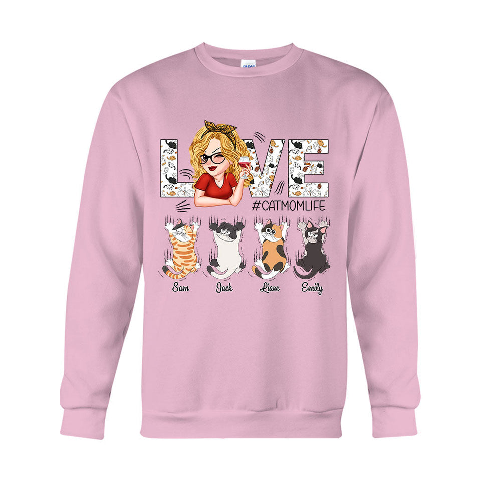 Love Cat Mom Life - Personalized Cat T-shirt And Hoodie