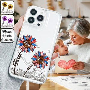 First Mom Now Grandma Sunflower Version - Personalized Grandma Clear Phone Case