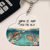 You & Me And The Sea - Personalized Turtle Keychain