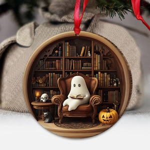 Spooky Ghost Reading Book - Personalized Book Ornament